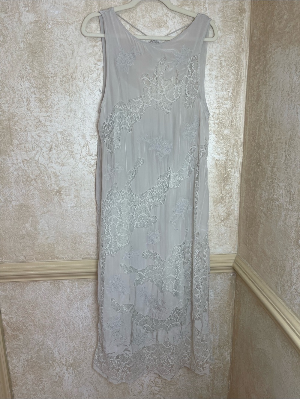 Free People Many Moons Midi Lace Slip Dress Sz S Beige Cream Fairy Romantic - Picture 6 of 15